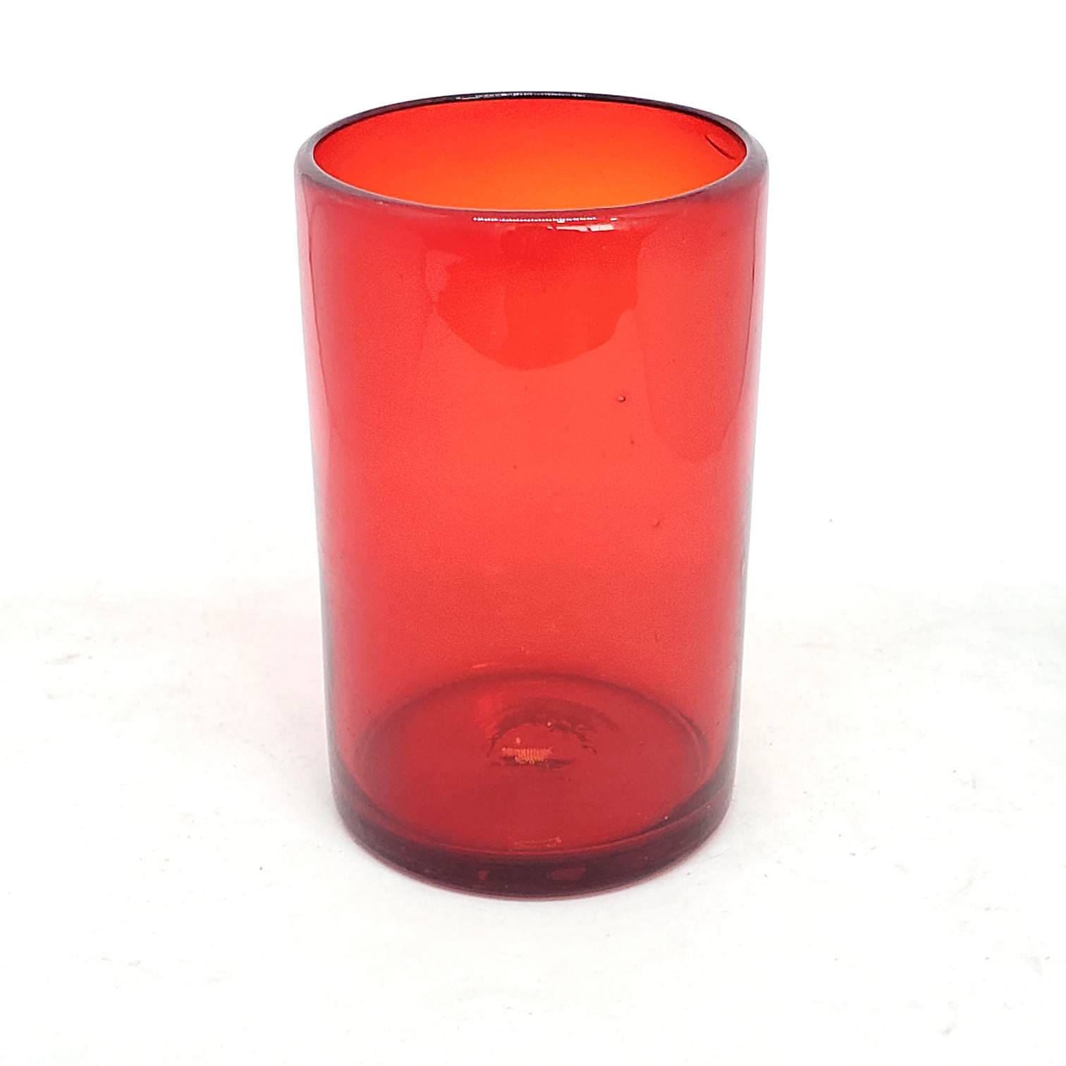 VIDRIO SOPLADO / vasos grandes color rojo rub, 14 oz, Vidrio Reciclado, Libre de Plomo y Toxinas